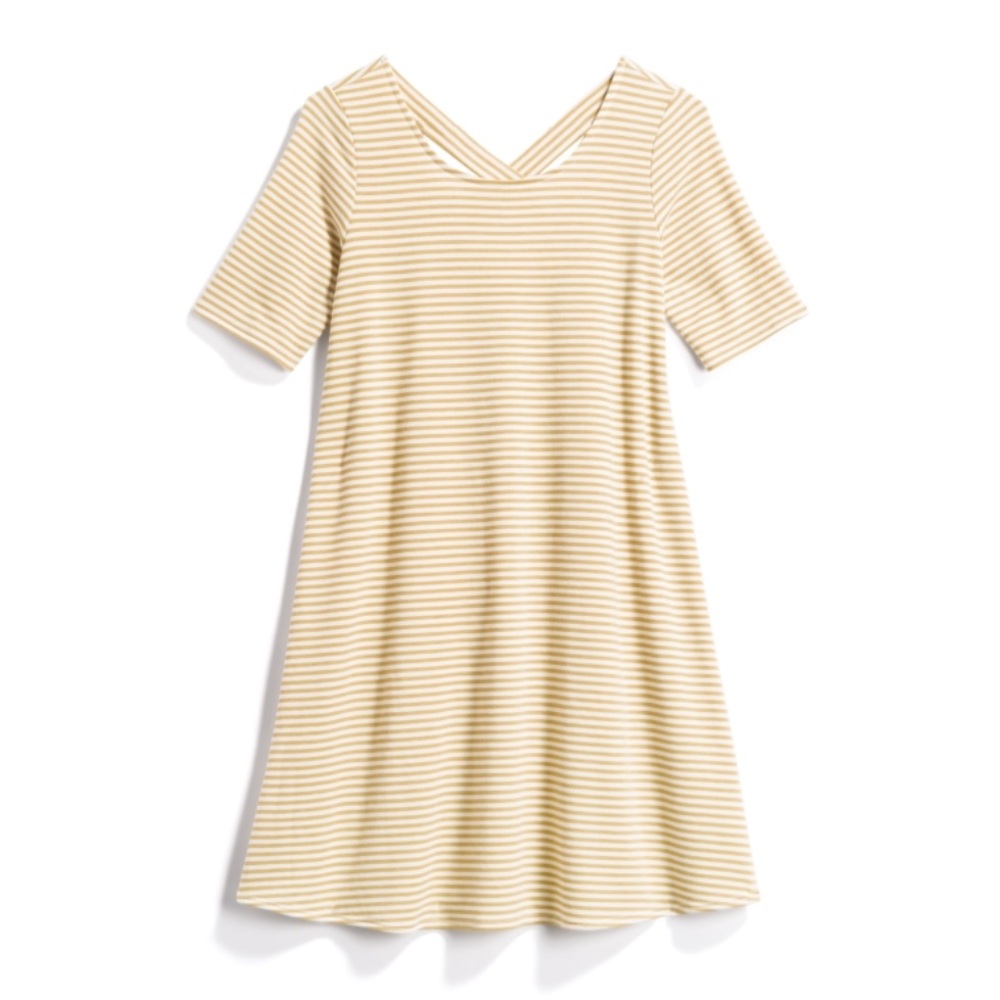Yellow and white striped dress